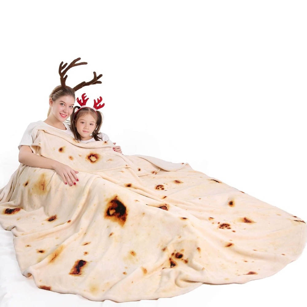 NIB Mermaker Burritos Tortilla Fleece Throw Blanket 71” Adult Kids Baby Gag Gift